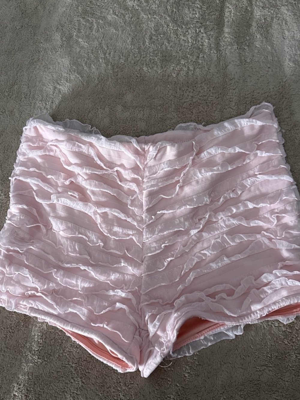 SHEIN Light Pink Ruffle Lounge Shorts